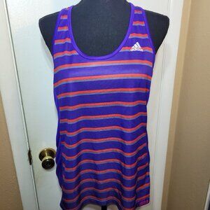 Adidas Women's Purple Red Striped Athletic Tank Top Size Medium